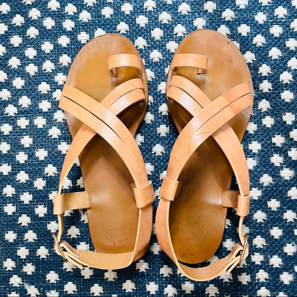 Sezane Tan Leather Sandals